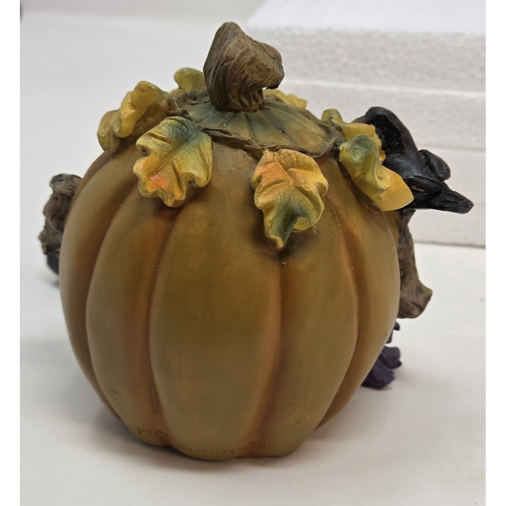 Vintage 2000s Resin Halloween Pumpkin Jack-O-Lantern Shelf Sitter Dangling Legs - Picture 4 of 9